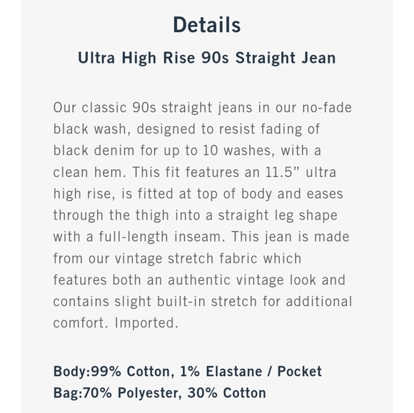 Abercrombie & Fitch The 90s Straight Ultra Highrise Jeans In Black Size 29 - Picture 3 of 11